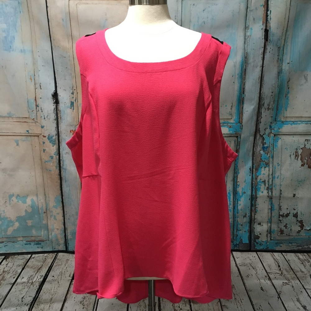Torrid Hi-Lo Top, Plus Size 4, Pink & Black Blouse  NEW